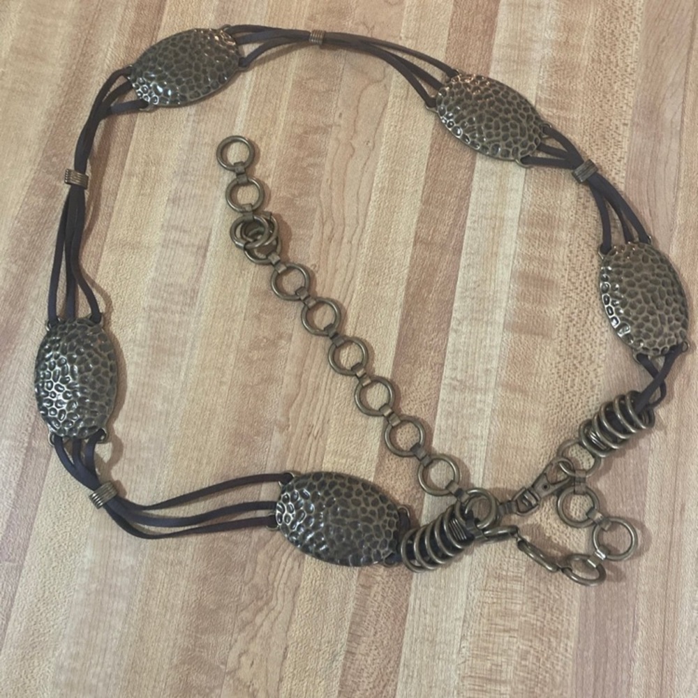Boho leather and Metal Medalian Belt
